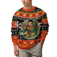 Hooktab Goku Christmas Wreath Dragon Ball Ugly Christmas Sweater