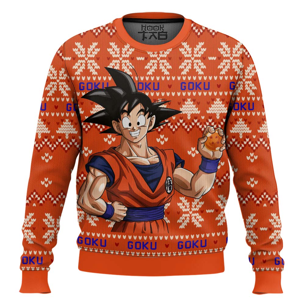Hooktab Goku Dragon Ball Z Ugly Christmas Sweater Hooktab Goku Dragon Ball Z Ugly Christmas Sweater