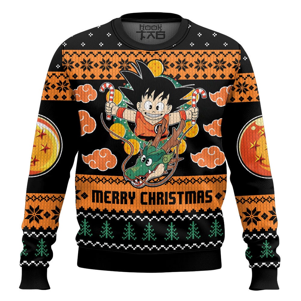 Hooktab Goku Merry Christmas Dragon Ball Ugly Christmas Sweater Hooktab Goku Merry Christmas Dragon Ball Ugly Christmas Sweater