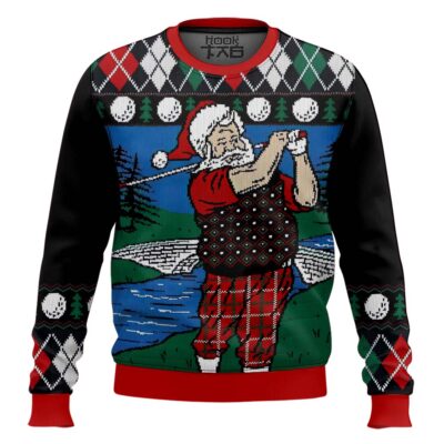 Golfer Santa Claus Ugly Christmas Sweater