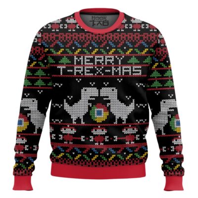 Google Chrome Merry T-rex-mas Ugly Christmas Sweater