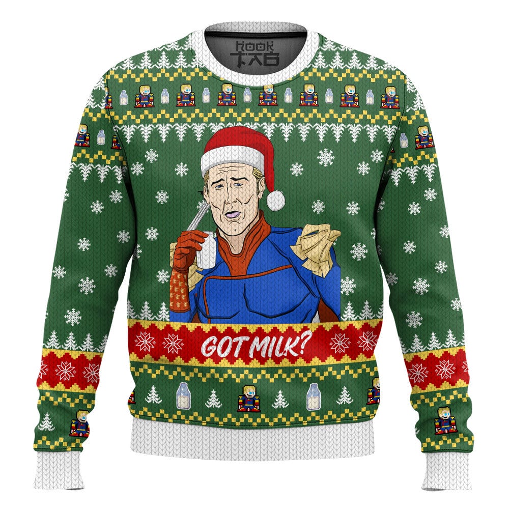 Hooktab Got Milk? The Boys Homelander Meme Ugly Christmas Sweater Hooktab Got Milk? The Boys Homelander Meme Ugly Christmas Sweater