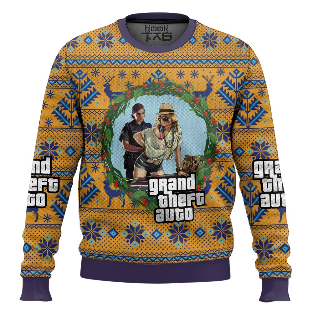 Hooktab Grand Theft Auto GTA Ugly Christmas Sweater Hooktab Grand Theft Auto GTA Ugly Christmas Sweater