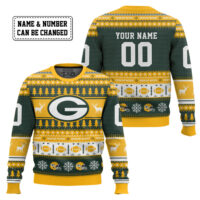 Hooktab Green Bay Packers - Custom Name And Number Ugly Sweater