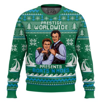 Green Boats 'N Hoes Step Brothers Ugly Christmas Sweater