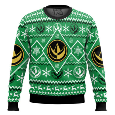 Green Power Rangers Mighty Morphin Ugly Christmas Sweater