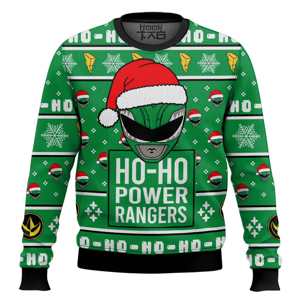 Hooktab Green Ranger Ho-ho Power Rangers Ugly Christmas Sweater Hooktab Green Ranger Ho-ho Power Rangers Ugly Christmas Sweater