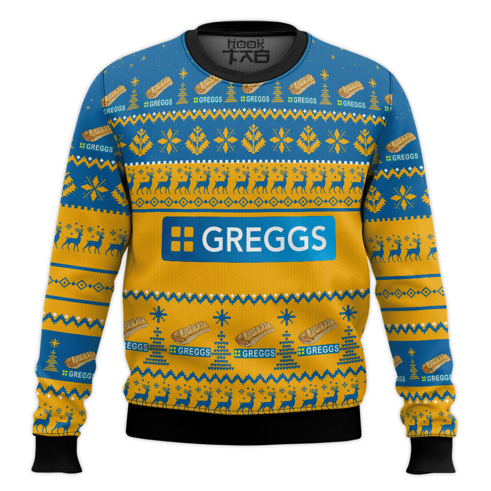 Hooktab Greggs Bakery Ugly Christmas Sweater Hooktab Greggs Bakery Ugly Christmas Sweater