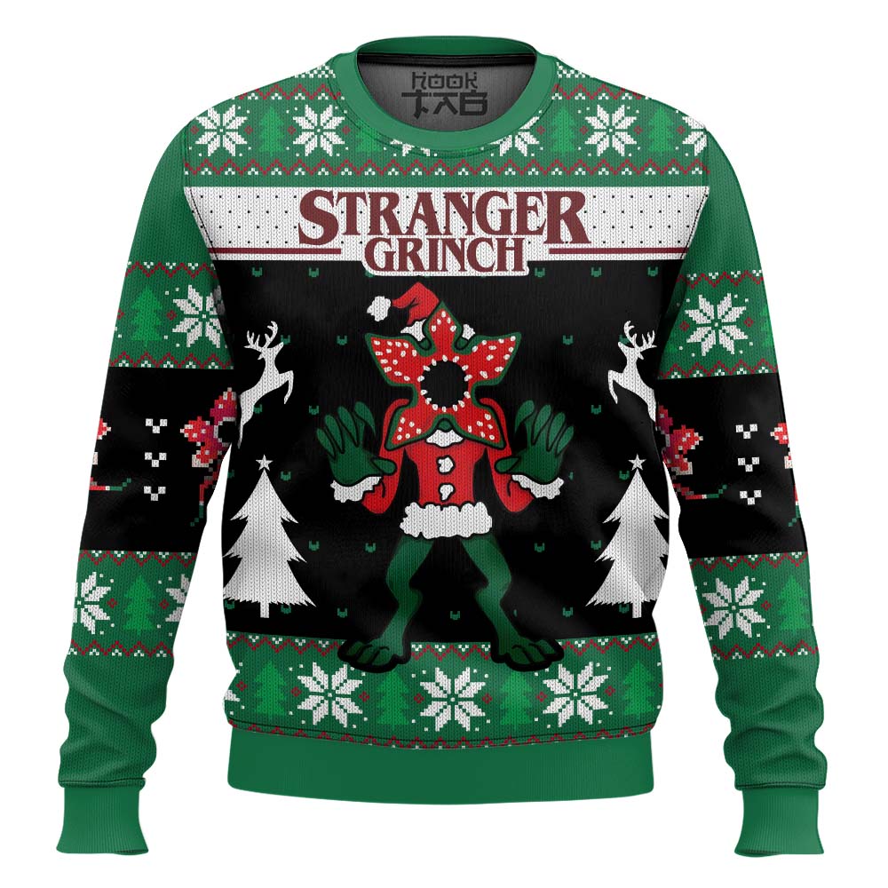 Hooktab Grinch Demogorgon Stranger Things Ugly Christmas Sweater Hooktab Grinch Demogorgon Stranger Things Ugly Christmas Sweater
