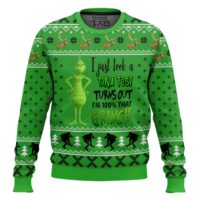 Hooktab Grinch DNA Test Ugly Christmas Sweater