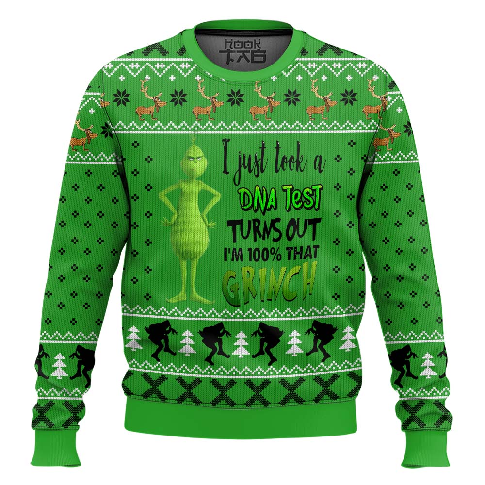Hooktab Grinch DNA Test Ugly Christmas Sweater Hooktab Grinch DNA Test Ugly Christmas Sweater