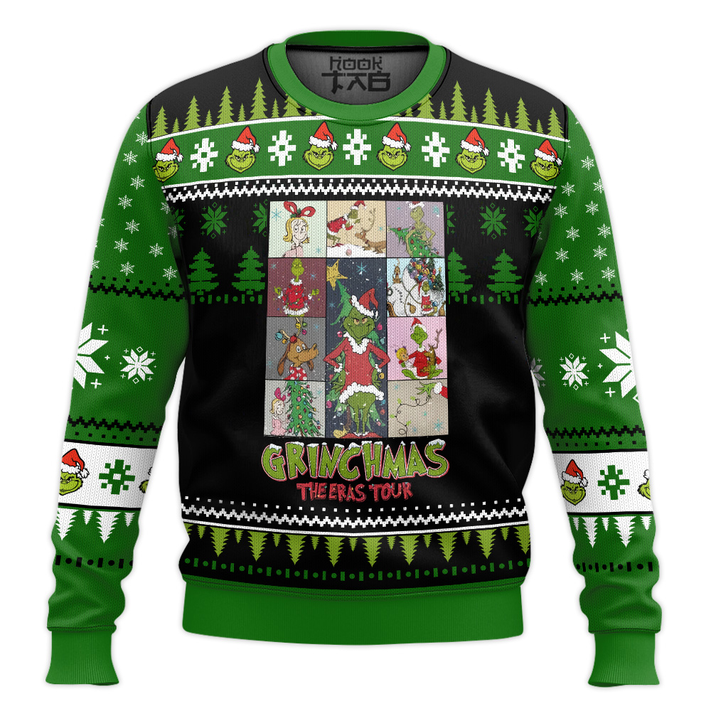 Hooktab Grinch Grinchmas The Eras Tour Ugly Christmas Sweater Hooktab Grinch Grinchmas The Eras Tour Ugly Christmas Sweater