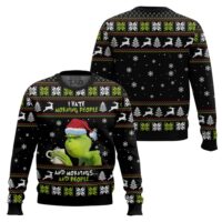 Hooktab Grinch I Hate Morning People Ugly Christmas Sweater