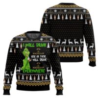 Hooktab Grinch I Will Drink Macallan Everywhere Ugly Christmas Sweater