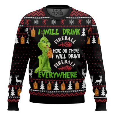 Grinch I Will Drink Tito's Everywhere Ugly Christmas Sweater