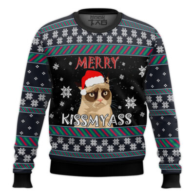 Grumpy Cat Kissmyass Ugly Christmas Sweater