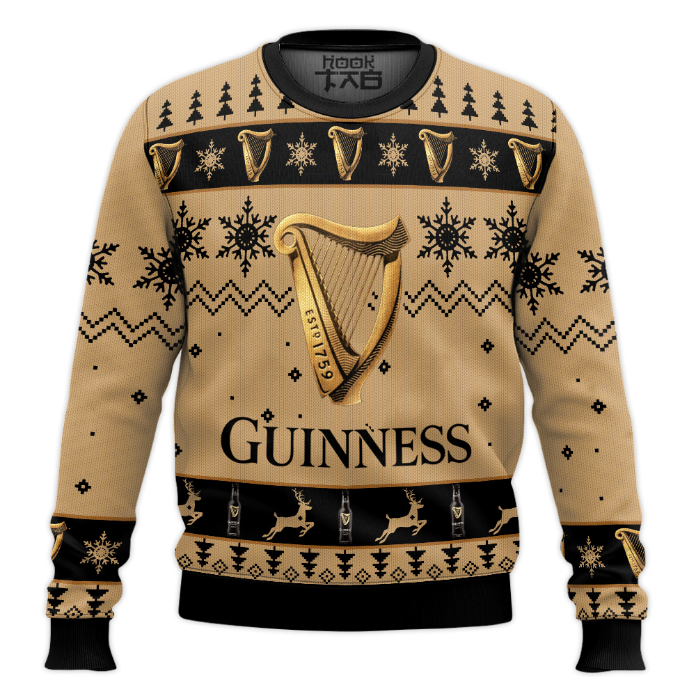 Hooktab Guinness Beer - Custom Name Ugly Christmas Sweater Hooktab Guinness Beer - Custom Name Ugly Christmas Sweater