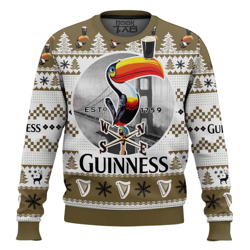 Hooktab Guinness Beer 1759 Toucan Ugly Christmas Sweater Hooktab Guinness Beer 1759 Toucan Ugly Christmas Sweater