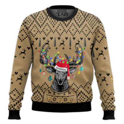 Guinness Beer Reindeer - Custom Name Ugly Christmas Sweater