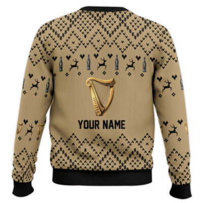 Hooktab Guinness Beer Reindeer – Custom Name Ugly Christmas Sweater
