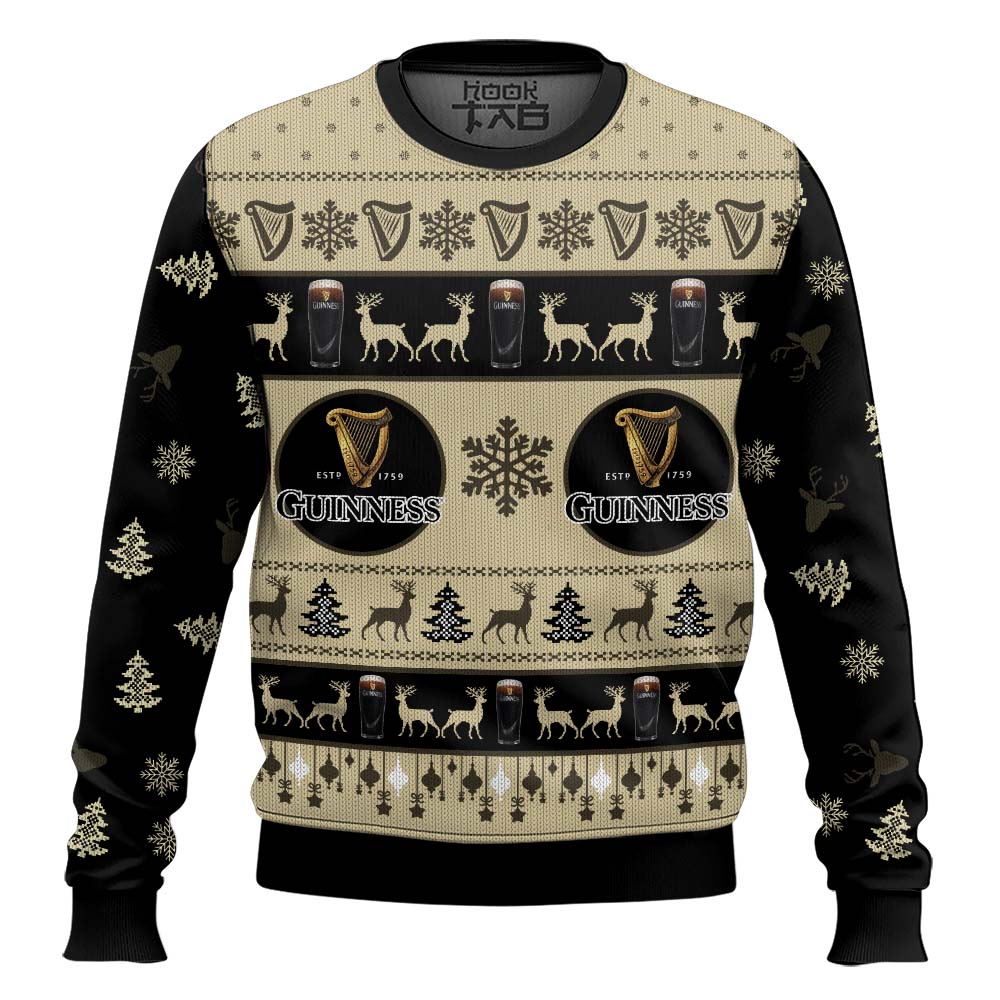 Hooktab Guinness Irish Beer Ugly Christmas Sweater Hooktab Guinness Irish Beer Ugly Christmas Sweater