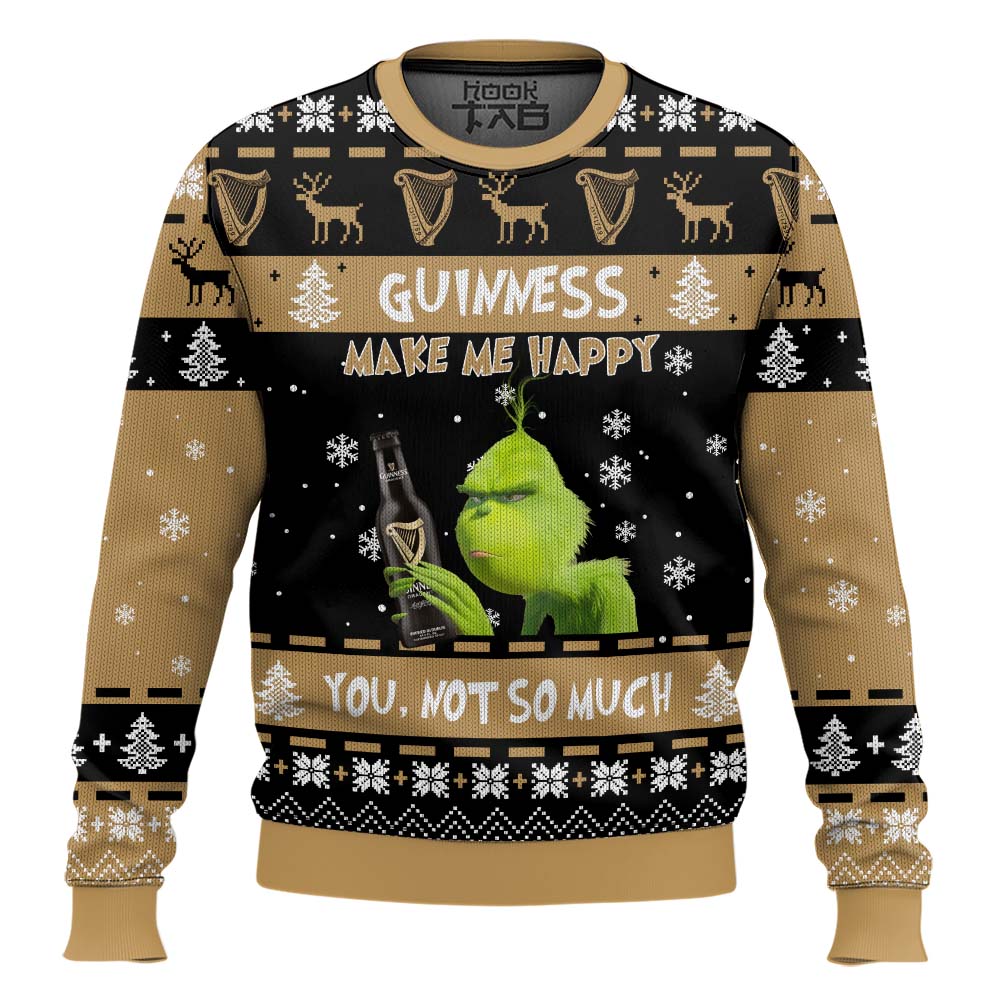 Hooktab Guinness Make Me Happy Ugly Christmas Sweater Hooktab Guinness Make Me Happy Ugly Christmas Sweater