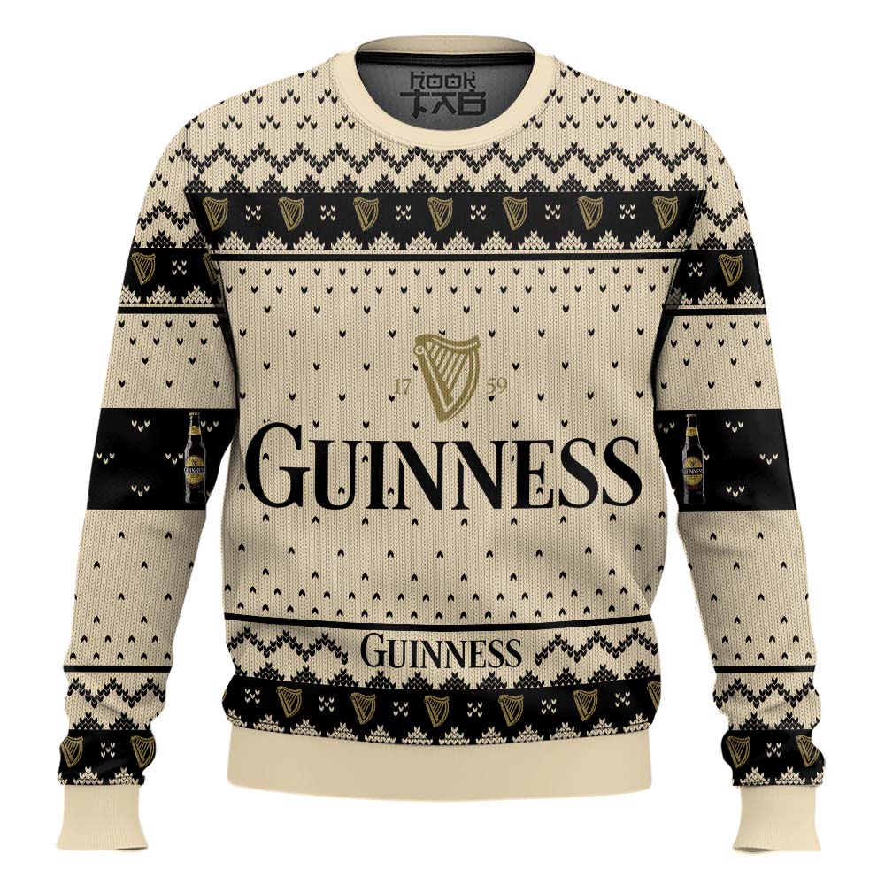Hooktab Guinness Stout Beer Ugly Christmas Sweater Hooktab Guinness Stout Beer Ugly Christmas Sweater