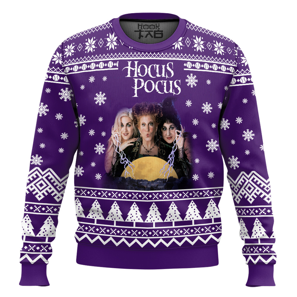 Hooktab Halloween Hocus Pocus Ugly Christmas Sweater Hooktab Halloween Hocus Pocus Ugly Christmas Sweater