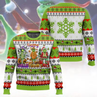 Hooktab Happy Hallothanksmas The Grinch Ugly Christmas Sweater