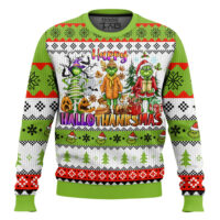 Hooktab Happy Hallothanksmas The Grinch Ugly Christmas Sweater