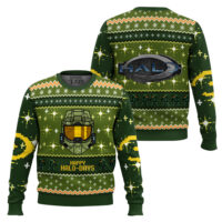 Hooktab Happy Halo-days Halo Combat Evolved Ugly Christmas Sweater