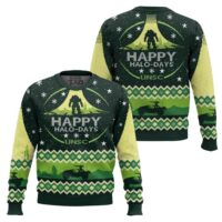 Hooktab Happy Halo Days Halo Ugly Christmas Sweater