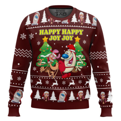 Happy Happy Joy Joy Ren And Stimpy Ugly Christmas Sweater