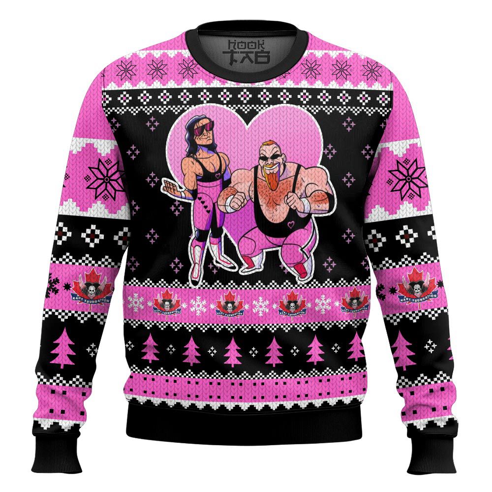 Hooktab Hart Foundation Duo WWE Ugly Christmas Sweater Hooktab Hart Foundation Duo WWE Ugly Christmas Sweater