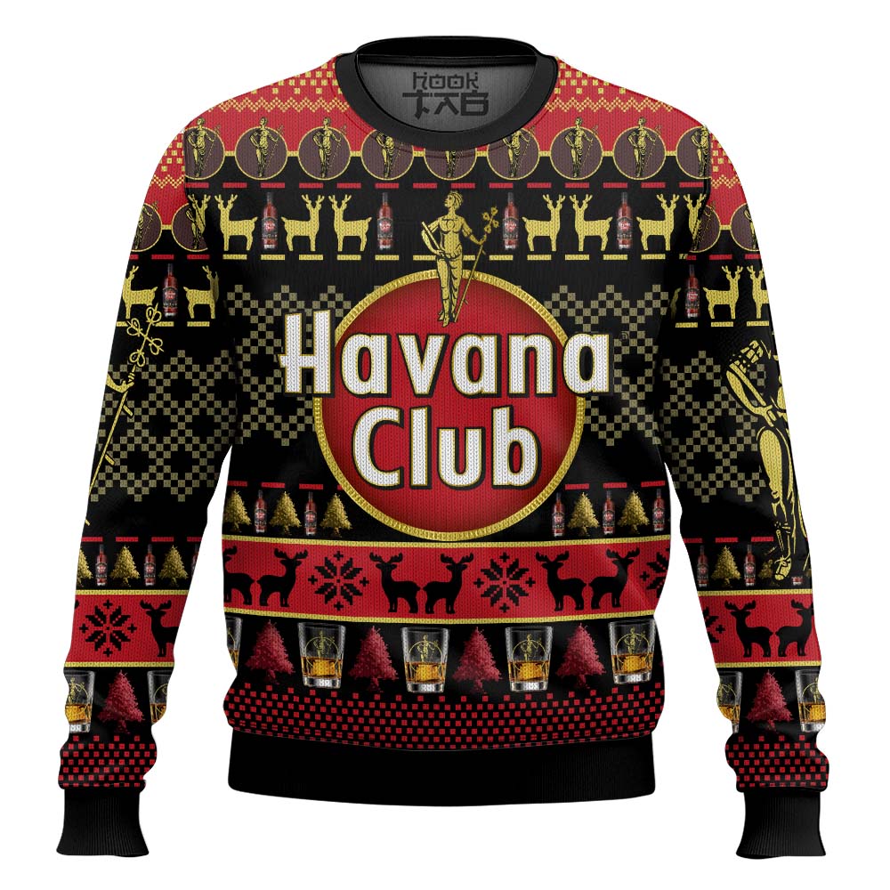 Hooktab Havana Club Rum Ugly Christmas Sweater Hooktab Havana Club Rum Ugly Christmas Sweater