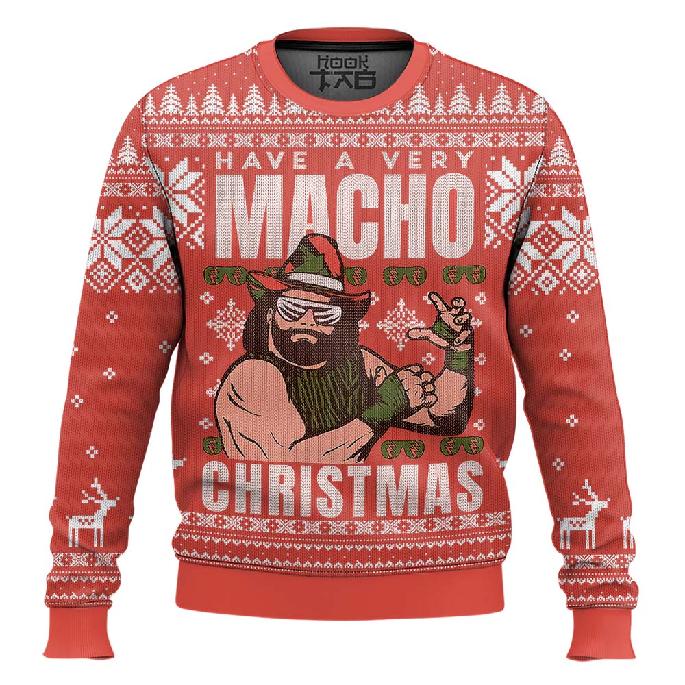 Hooktab Have A Macho Xmas Randy Savage WWE Ugly Christmas Sweater Hooktab Have A Macho Xmas Randy Savage WWE Ugly Christmas Sweater