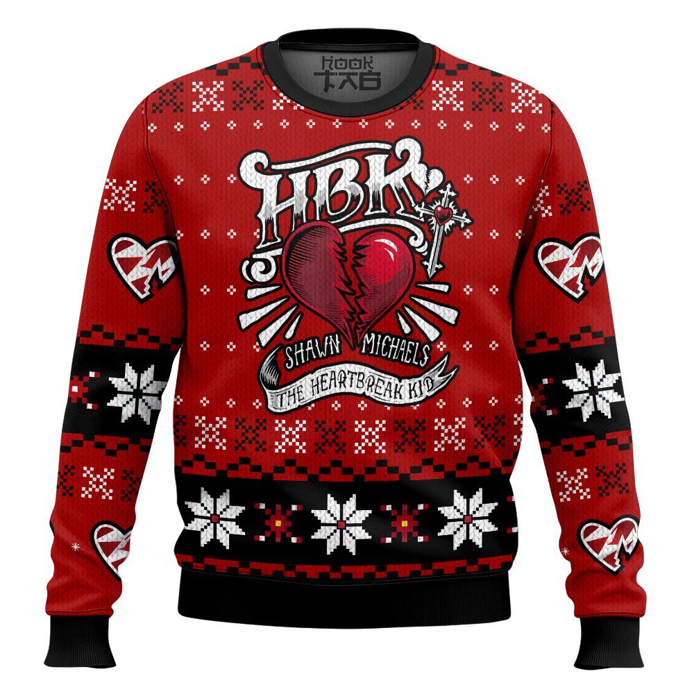 Hooktab HBK The Heartbreak Kid Shawn Michaels WWE Ugly Christmas Sweater Hooktab HBK The Heartbreak Kid Shawn Michaels WWE Ugly Christmas Sweater