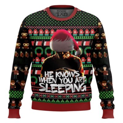 He Know When You Are Sleeping A Nightmare on Elm Street Ugly Christmas Sweater