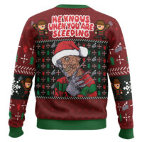 Hooktab He Know When You Are Sleeping Freddy Krueger Ugly Christmas Sweater