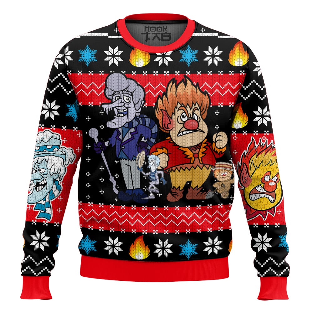 Hooktab Heat Miser & Snow Miser The Year Without a Santa Claus Ugly Christmas Sweater Hooktab Heat Miser & Snow Miser The Year Without a Santa Claus Ugly Christmas Sweater