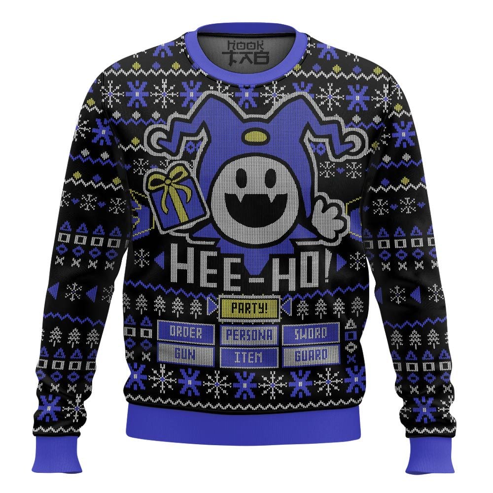 Hooktab Hee Ho Jack Frost Ugly Christmas Sweater Hooktab Hee Ho Jack Frost Ugly Christmas Sweater