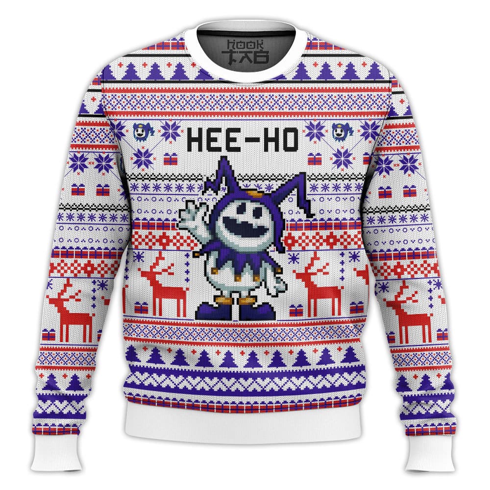 Hooktab Hee-ho Shin Megami Tensei Jack Frost Ugly Christmas Sweater Hooktab Hee-ho Shin Megami Tensei Jack Frost Ugly Christmas Sweater