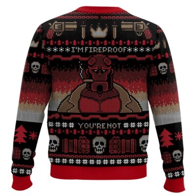 Hooktab Hellboy I’m Fireproof Ugly Christmas Sweater