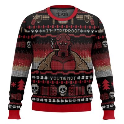 Hellboy I'm Fireproof Ugly Christmas Sweater