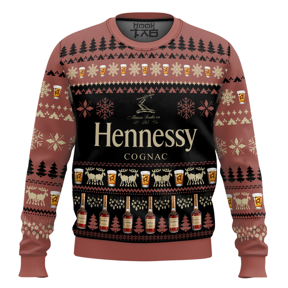 Hooktab Hennessy Cognac Wine Ugly Christmas Sweater Hooktab Hennessy Cognac Wine Ugly Christmas Sweater