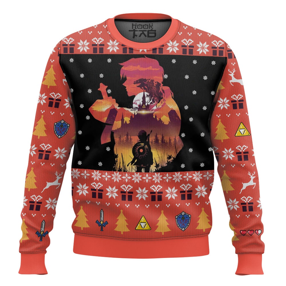 Hooktab Hero Sunset The Legend Of Zelda Ugly Christmas Sweater Hooktab Hero Sunset The Legend Of Zelda Ugly Christmas Sweater