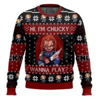 Hooktab Hi I'm Chucky Wanna Play Ugly Christmas Sweater