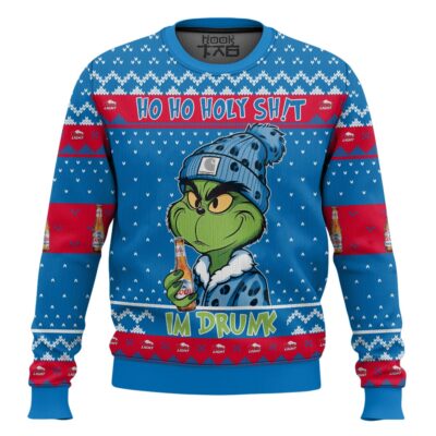 Ho Ho Holy Sh!t I'm Drunk Coors Light Grinch Ugly Christmas Sweater