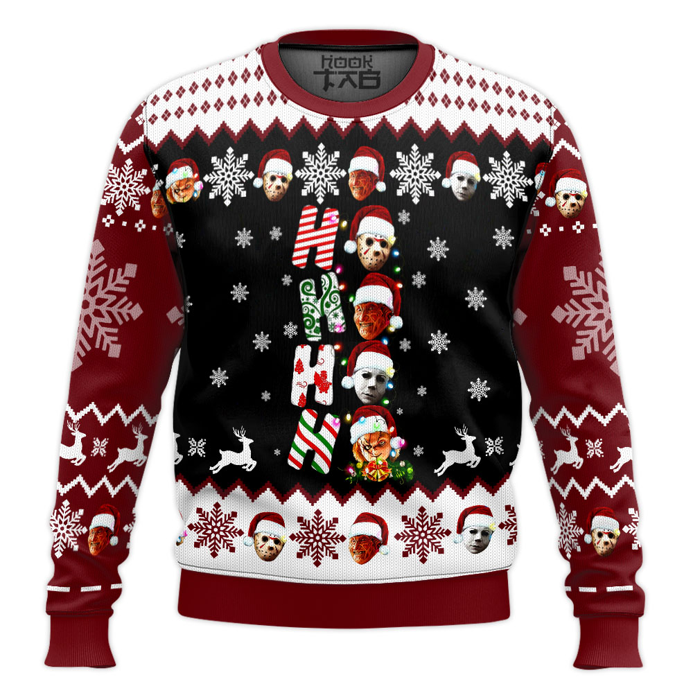 Hooktab Ho Ho Horror Ugly Christmas Sweater Hooktab Ho Ho Horror Ugly Christmas Sweater