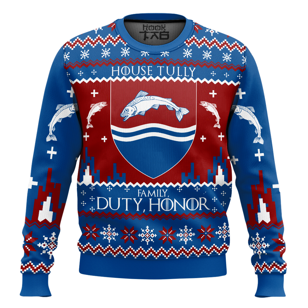 Hooktab House Tully Game Of Thrones Ugly Sweater Hooktab House Tully Game Of Thrones Ugly Sweater